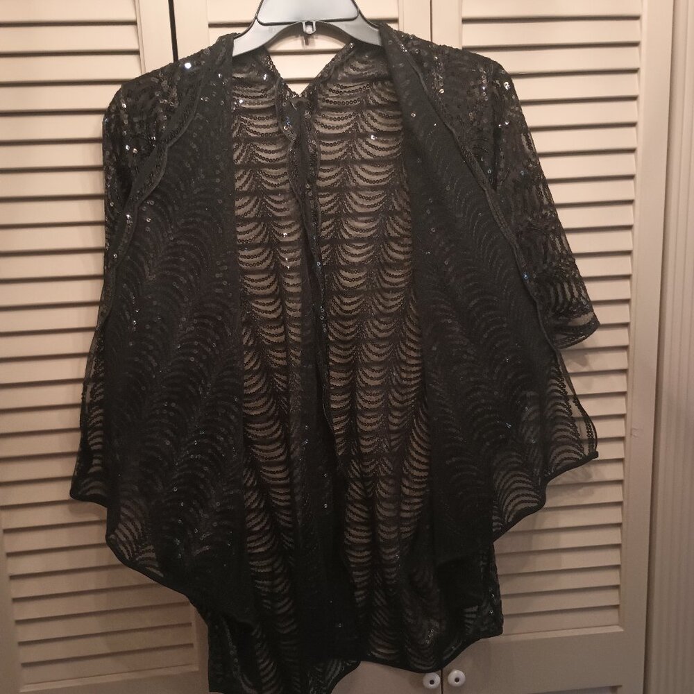 Squiggle Sequin Draped Shawl OS
